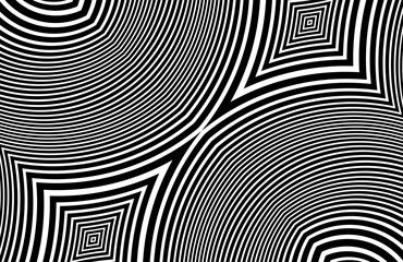 Wave design black and white. Digital image with a psychedelic stripes. Argent base for website, print, basis for banners, wallpapers, business cards, brochure, banner