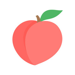 Peach vector. pink heart shaped peach healthy sweet fruit