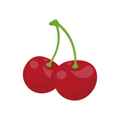 Vector shiny bright red cherries Citrus berries provide healthy vitamins.