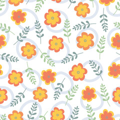 Exquisite floral seamless surface pattern. Aesthetic allover print floral arrangement. Flowery texture of bunch of scandi flowers