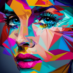 Futuristic abstract portrait artwork of a woman. Digital art. fantasy landscape. 3D rendering. AI generated image.