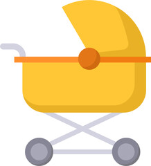 Cute newborn baby stroller icon. newborn baby stroller  vector icon with flat design style.