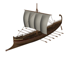Ancient greek boat - 3D render - 545456670