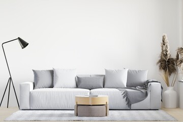 big white living room.interior design,grey sofa wall for mock up and copy space.