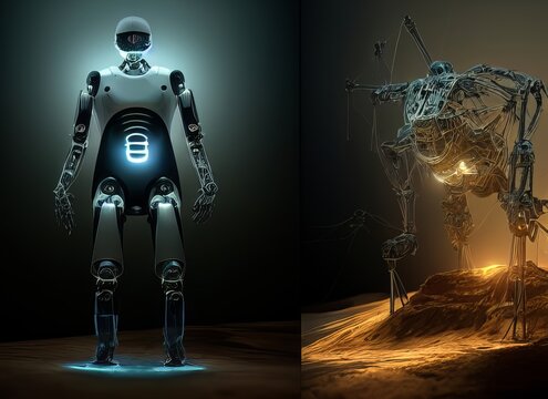 Robots. Futuristic interpretation Future 2025.Generation of robots. Virtual reality. Golden Collection.