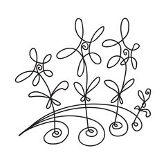 Flower graphic design. Illustration. Vector set of floral elements with hand drawn flowers. Doodle. Coloring page in black and white for colouring book