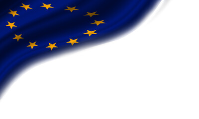 Wavy flag of Europe on white background. 3d illustration