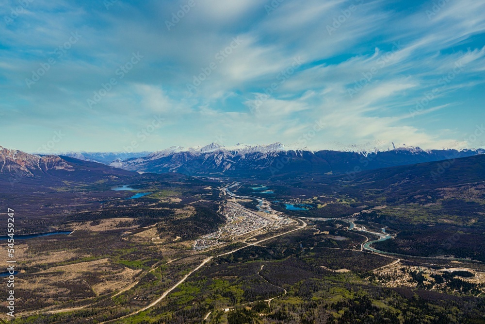 Canvas Prints landscape with whistlers mountain and lush greenery in the jasper national park of canada