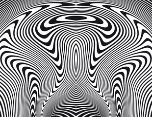 Wave design black and white. Digital image with a psychedelic stripes. Argent base for website, print, basis for banners, wallpapers, business cards, brochure, banner