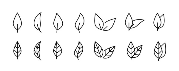 Leaf line icon. Leaves natural foliage. Leafage sign collection. Leaf natural icons. Stock vector