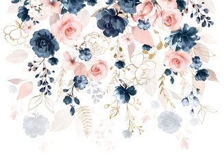 watercolor arrangements with flowers. bouquets with  wildflowers, leaves, branches. Botanic wallpaper, illustration background © lisima