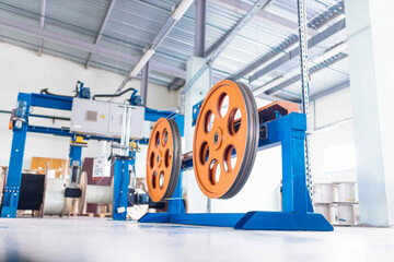production of glass fiber fiber optic cable in the factory, Internet telecommunications wires in...