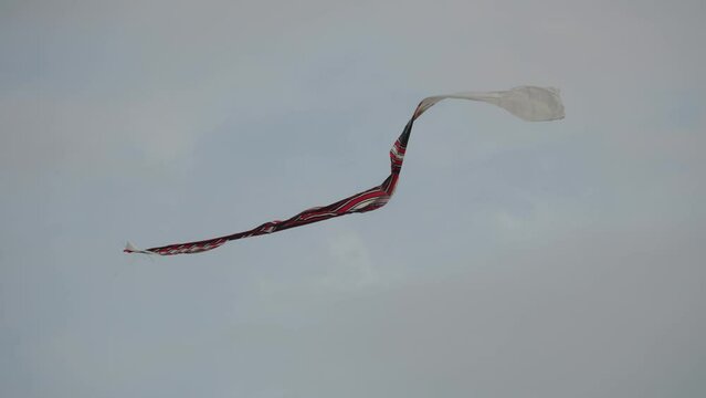 Balinese Traditional Kites JANGGAN and BEBEAN on Bali Kite Festival Summer Sky Slow Motion