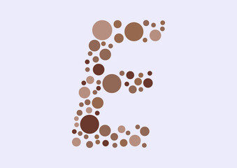 Vector graphic of Initial Letter E lined with a mosaic of colored circles. Letter E icon. letter E logo made with circles. English alphabet. Vector illustration. vector eps 10.