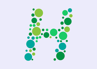 Vector graphic of Initial Letter H lined with a mosaic of colored circles. Letter H icon. letter H logo made with circles. English alphabet. Vector illustration. vector eps 10.