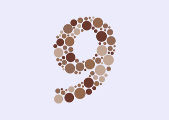 Vector graphic of Initial Number 9 lined with a mosaic of colored circles. Number 9 icon. Number 9 logo made with circles. Vector illustration. vector eps 10.