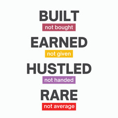 Obraz premium Motivational Inspiring quote - Built not bough, earned not given. vector 