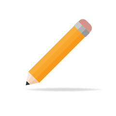 Pencil flat icon with long shadow on white background,vector