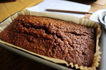 Toffee apple cake farmhouse's recipe have been made for Christmas cerebration which made from cooking apple  sultanas flour mixed orange peel cinnamon currant dried fruit brown sugar eggs and butter