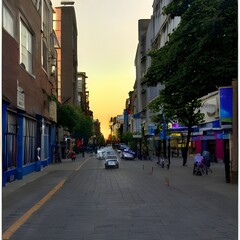  beautiful evening on the roads in city
