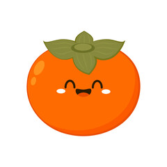 Persimmon cartoon vector. Persimmon on white background. Cute Persimmon character design.