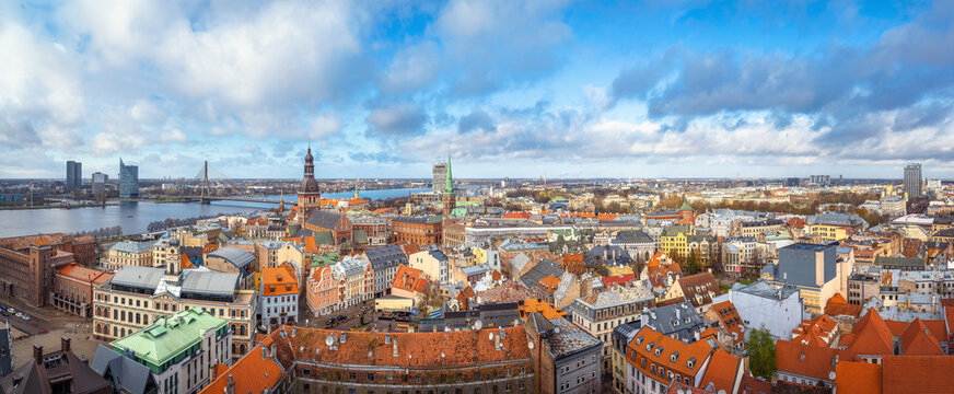 the skyline of riga, latvia