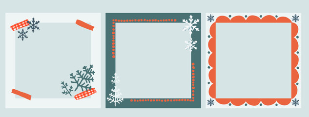 Set of winter hand drawing frame,for card, inviteation, present.