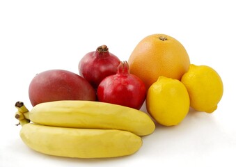 various multicolor tropical fruits as healthy vegetarian food