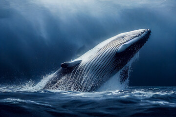 Fototapeta premium whale jumping out of water, Generative AI Illustration