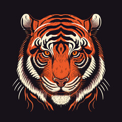 Colourful illustration of a tiger head