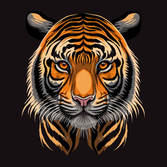 Colourful illustration of a tiger head