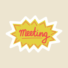 Planner sticker. Cartoon marks for kids notebook and journal. Meeting timetable sign. Diary doodle label. Agenda and reminder. Schedule tasks planning. Vector appointment organizer badge