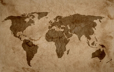 Fototapeta na wymiar Old Parchment paper with the map of the world