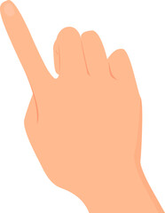 Hand clenched into a fist with stretched index finger. Transparent background. Flat vector illustration.