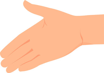 Outstretched hand with open palm. Friendship gesture. Transparent background. 