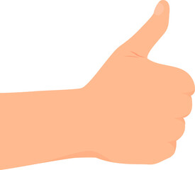 Hand making thumb up gesture. View from the back side of hand. Vector illustration with transparent background.