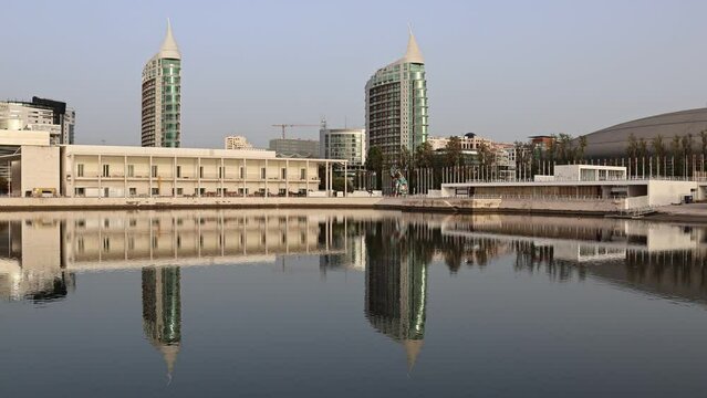 Landscape over the riverside area of Parque das Nacoes