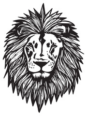 Obraz premium lion head logo vector in black and white. EPS file format, big cat logo design
