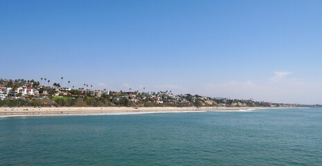 Beach next to the San Clemente Pier in Orange County, California, USA - obrazy, fototapety, plakaty