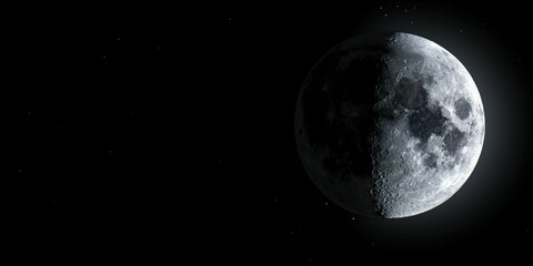 3D rendered full moon in the night sky