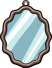 Cartoon-style mirror isolated on a vertical white background.
