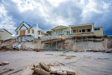 Photo of homes destroyed by Hurricane Nicole huge waves and storm surge