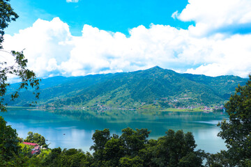 Fototapeta na wymiar Phewa Fewa Lake and Pokhara City Nepal