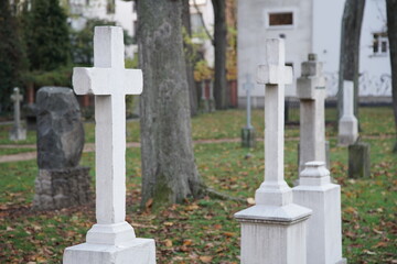 Graveyard in central Berlin, Germany, in the autumn