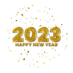 2023 Happy New Year Gold Confetti