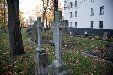 Graveyard in central Berlin, Germany, in the autumn