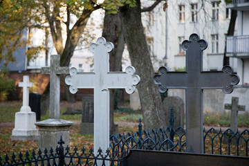Graveyard in central Berlin, Germany, in the autumn