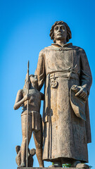 Obraz premium bronze statue of Eusebio Chini (Phater Kino) - 1645-1711. Segno,Predaia, Val di Non, Trento province,Trentino Alto Adige - Italy 