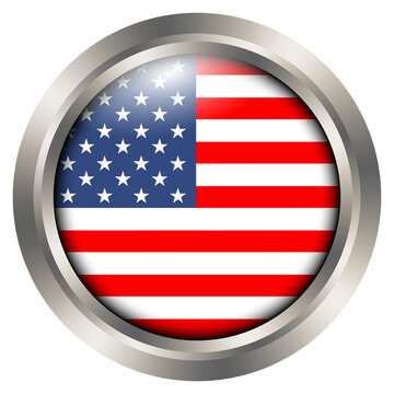 american flag badge icon illustration, with embossed or 3d effect