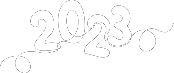 2023 continuous line drawing, vector